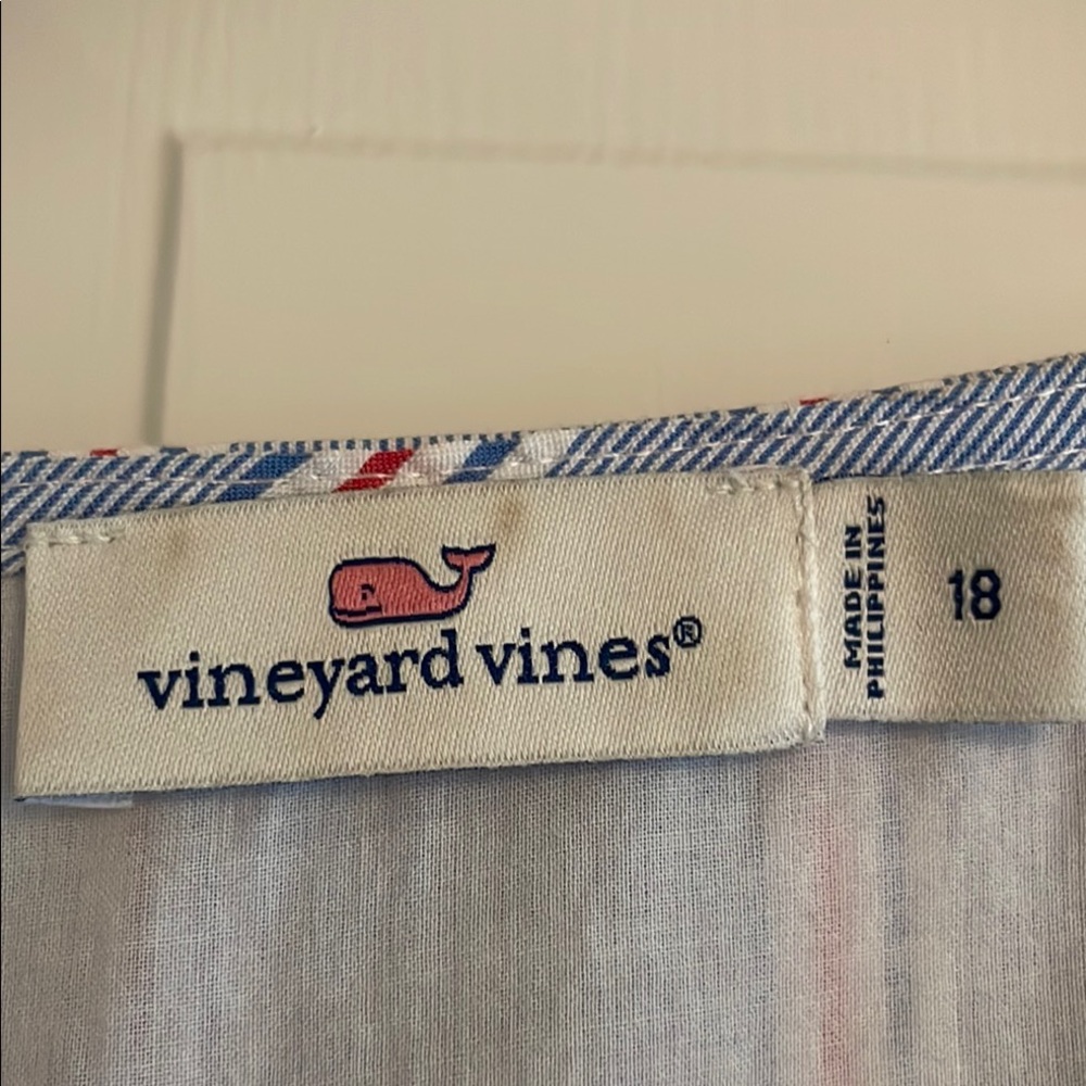 Vineyard Vines Blue and Red Striped Top